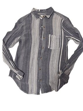 Anthropologie Maeve women's Navy & White Striped Button-Down Shirt